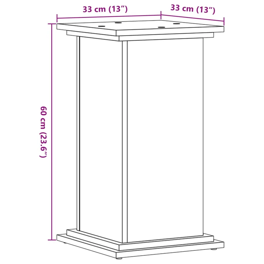 Support pour plantes chêne sonoma 33x33x60 cm bois d'ingénierie - 9