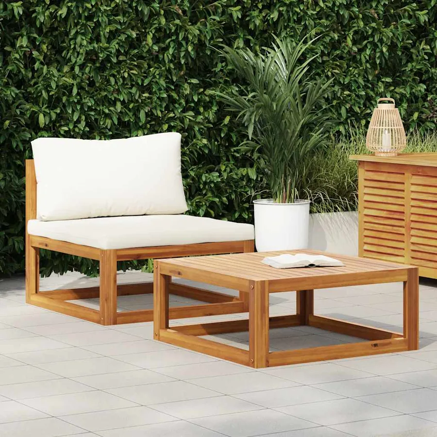 Garden Lounge Set 2 pcs with Cushion Solid Acacia Wood