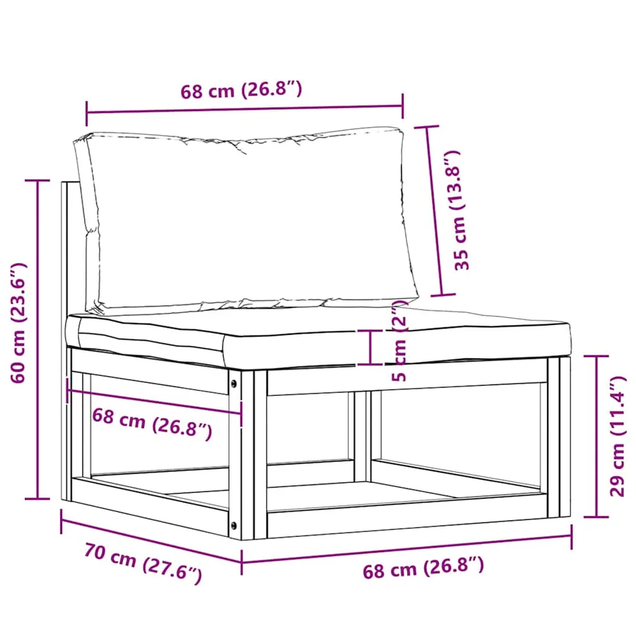 Salon de jardin 2 pcs avec coussin Bois d'acacia solide - 13