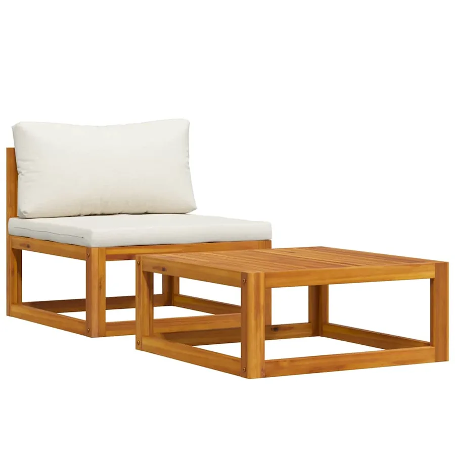 Salon de jardin 2 pcs avec coussin Bois d'acacia solide - 4