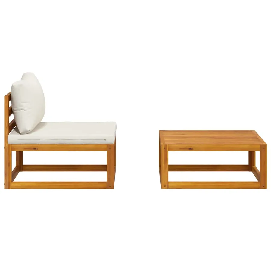 Salon de jardin 2 pcs avec coussin Bois d'acacia solide - 8