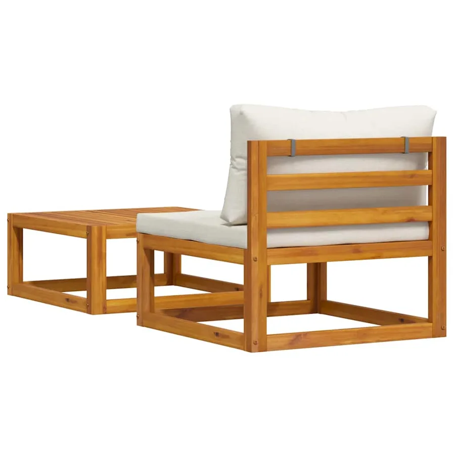 Salon de jardin 2 pcs avec coussin Bois d'acacia solide - 9