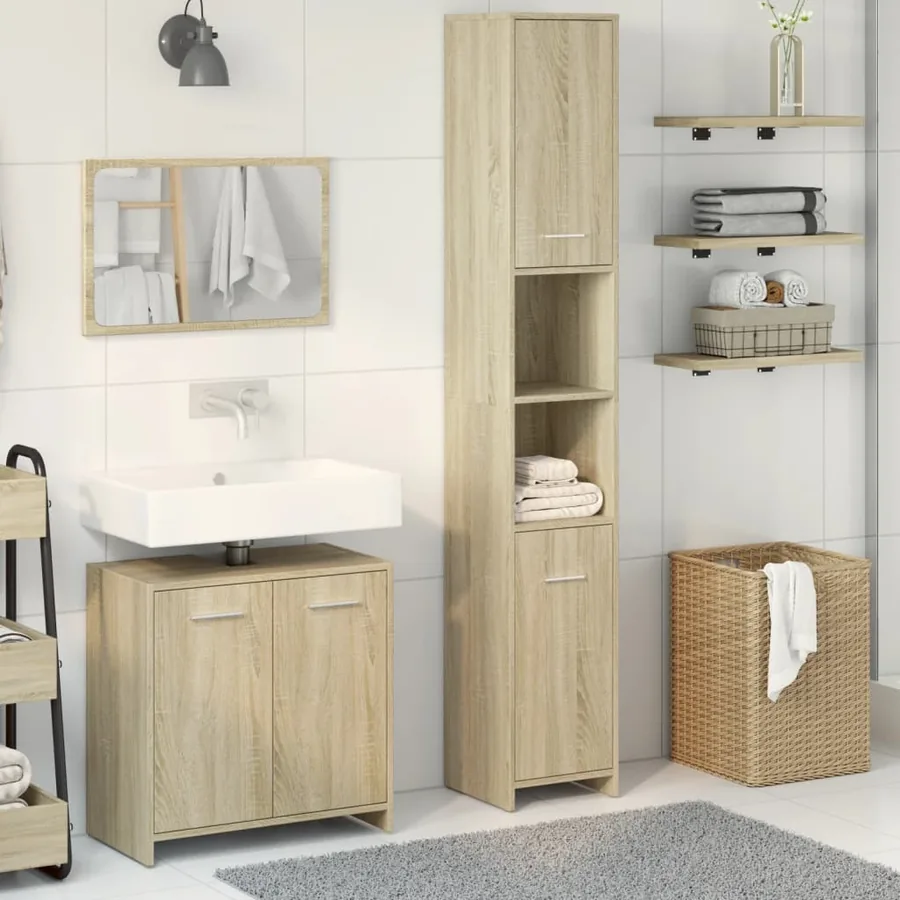 Ensemble de meubles de salle de bain 3 pcs chêne sonoma - 3