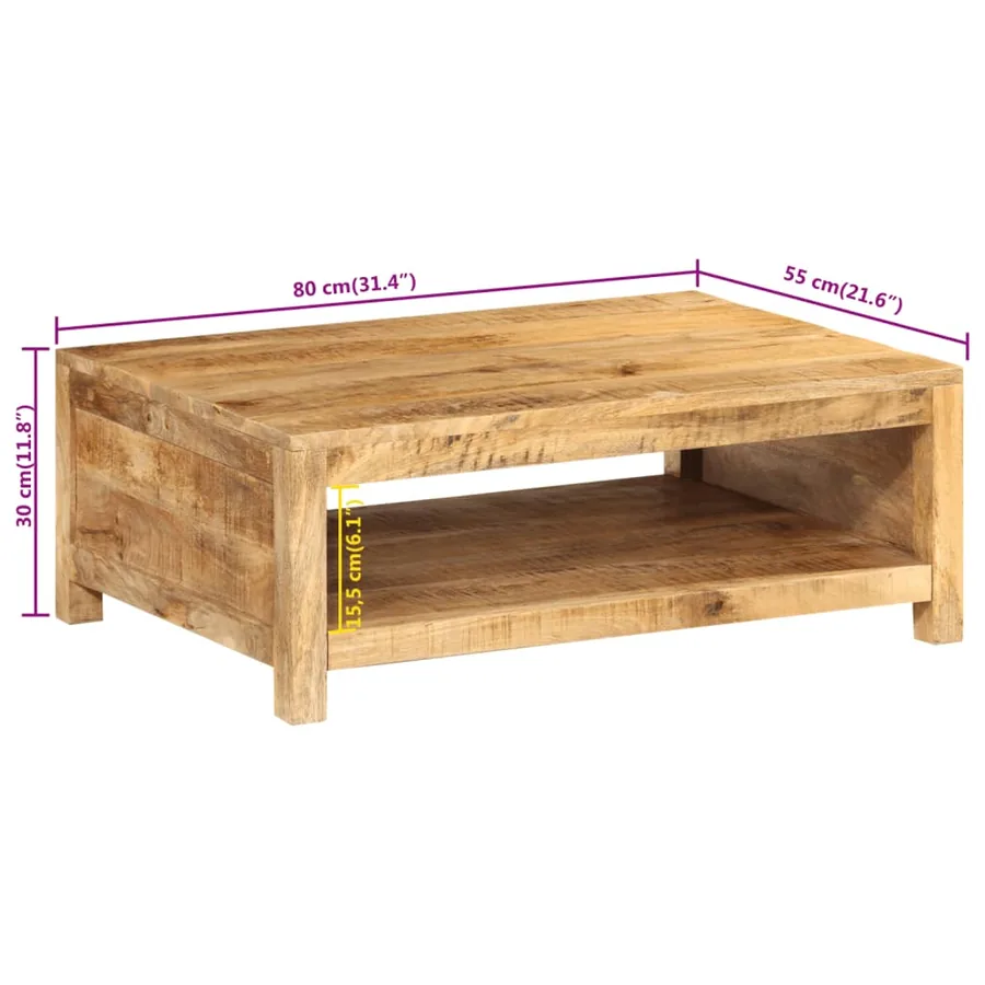 Table basse 80x55x30 cm bois de manguier massif - 8