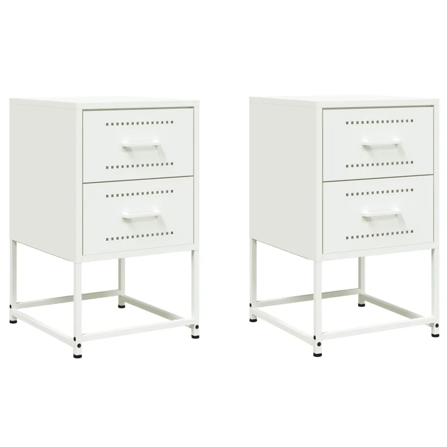 Tables de chevet 2 pcs blanc 36x39x60,5 cm acier - 2