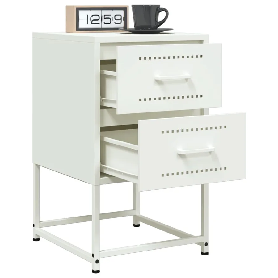 Tables de chevet 2 pcs blanc 36x39x60,5 cm acier - 4