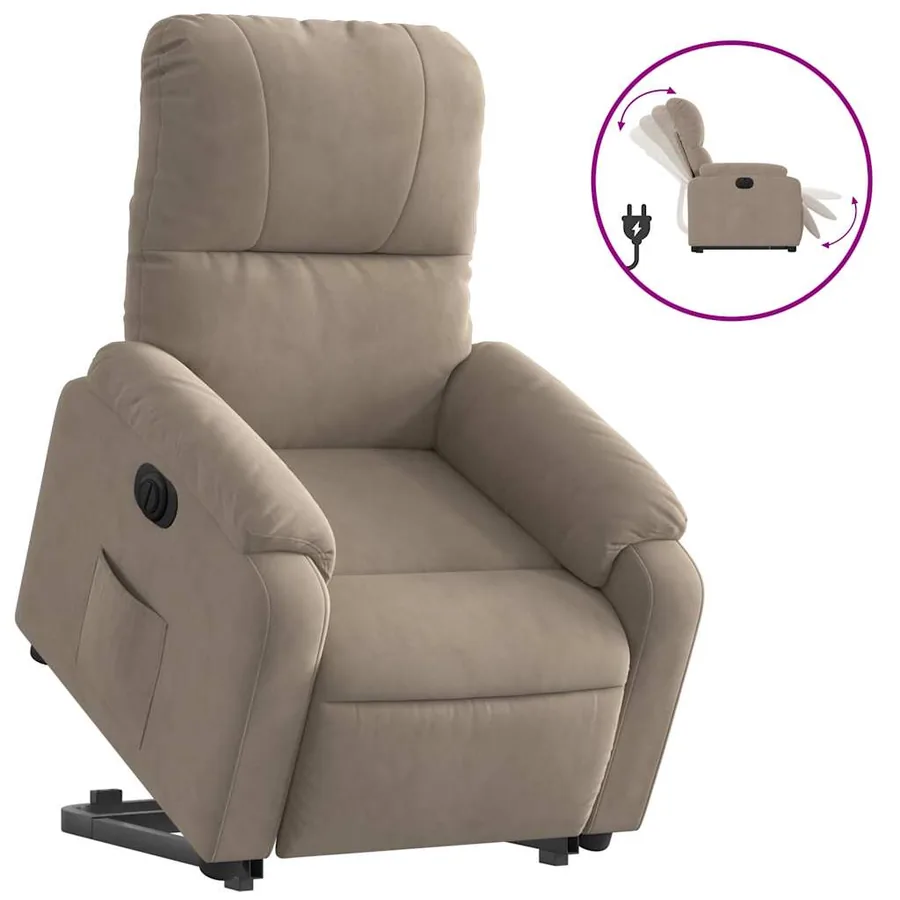 Fauteuil inclinable électrique taupe tissu microfibre - 2