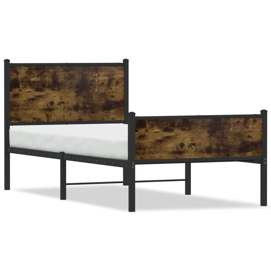 Cadre de lit en métal sans matelas chêne fumé 80x200 cm - 2