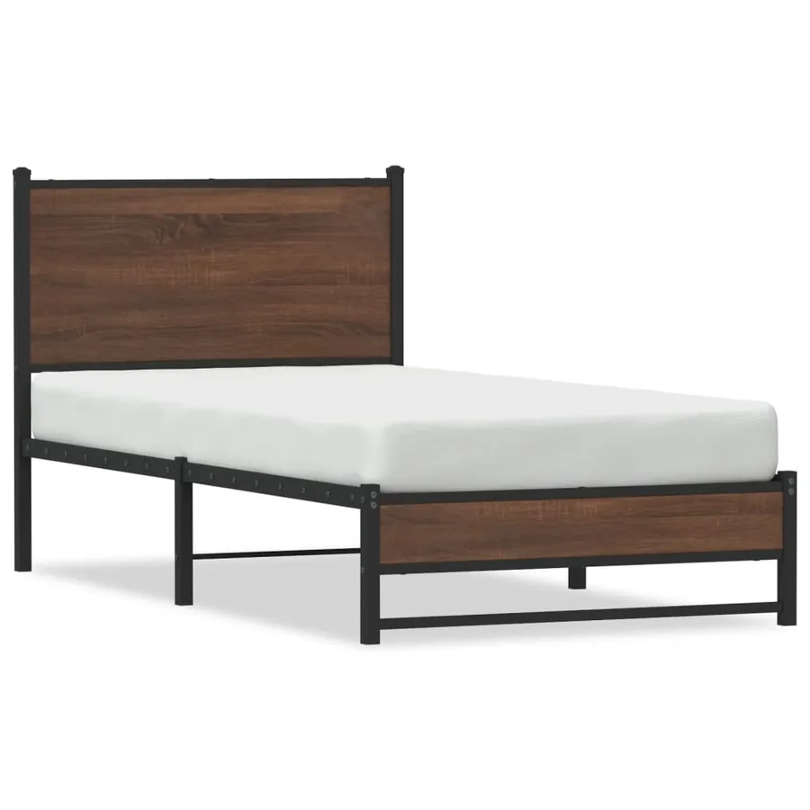 Cadre de lit en métal sans matelas chêne marron 80x200 cm - 2