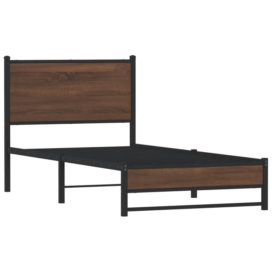 Cadre de lit en métal sans matelas chêne marron 80x200 cm - 3