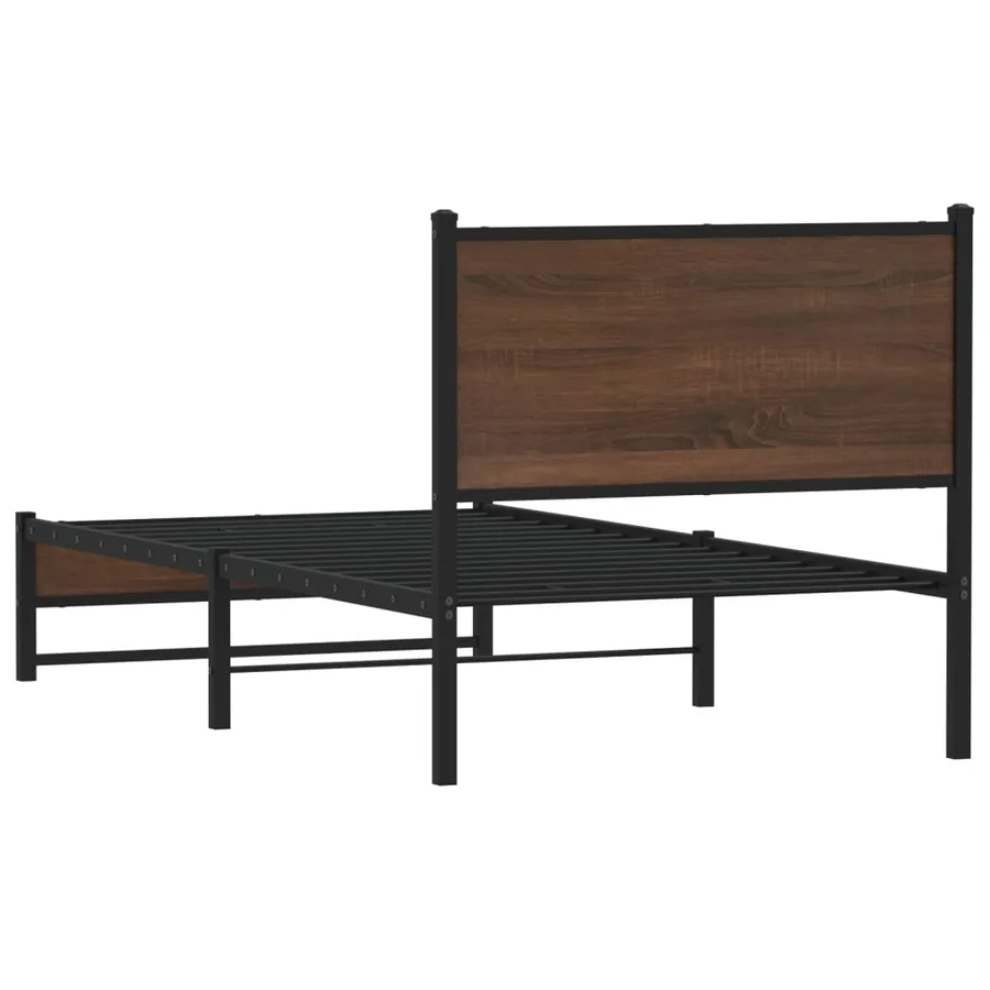 Cadre de lit en métal sans matelas chêne marron 90x200 cm - 7
