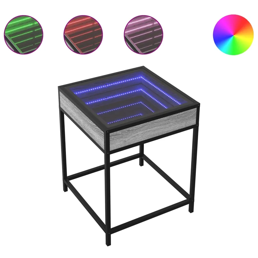 Table de chevet avec LED infini sonoma gris 40x40x51 cm - 2