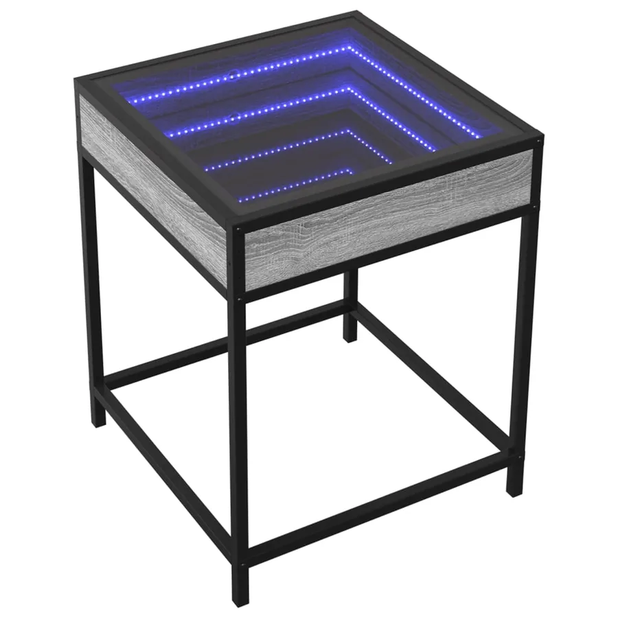 Table de chevet avec LED infini sonoma gris 40x40x51 cm - 3