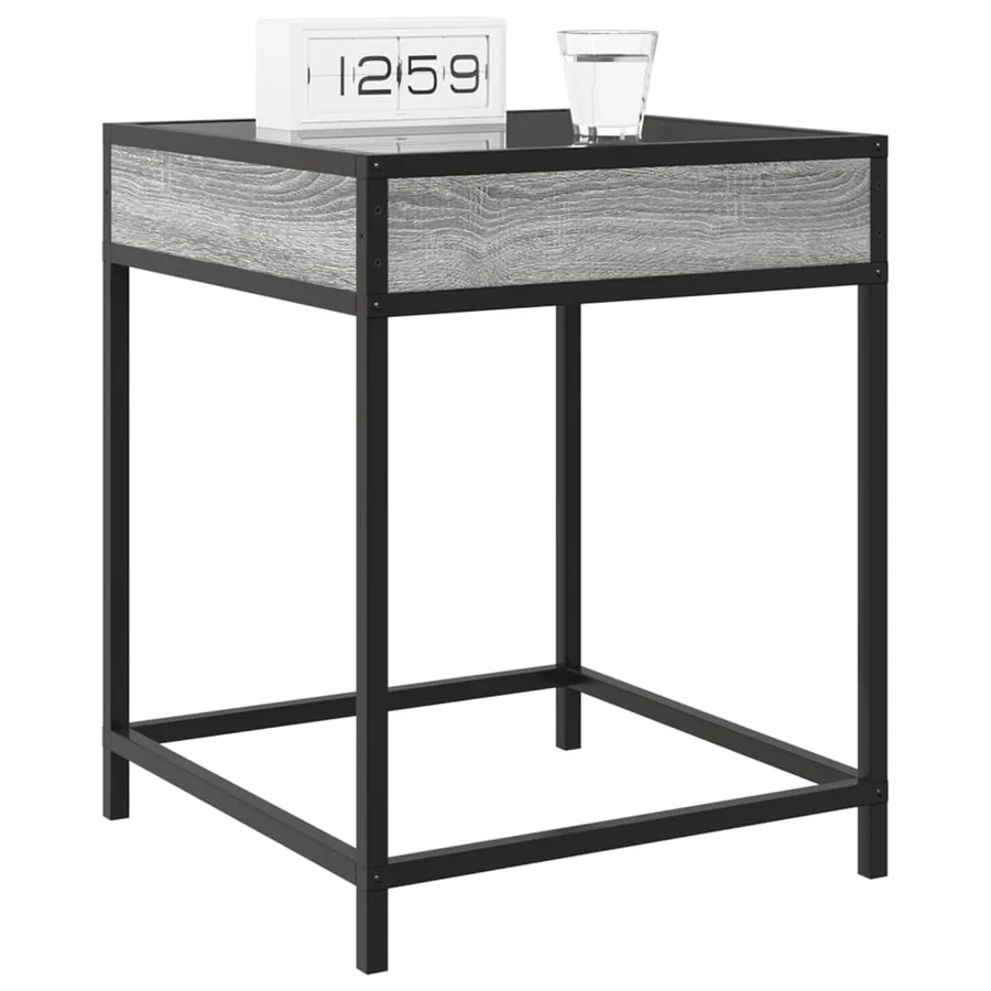 Table de chevet avec LED infini sonoma gris 40x40x51 cm - 5