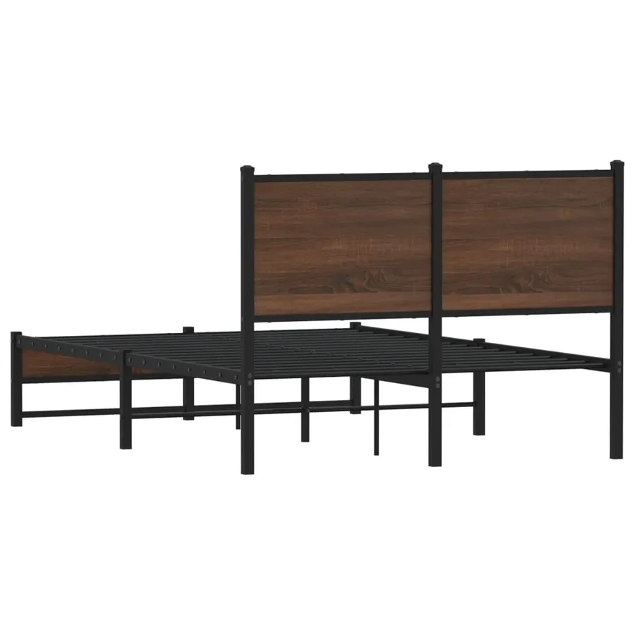 Cadre de lit en métal sans matelas chêne marron 120x200 cm - 7