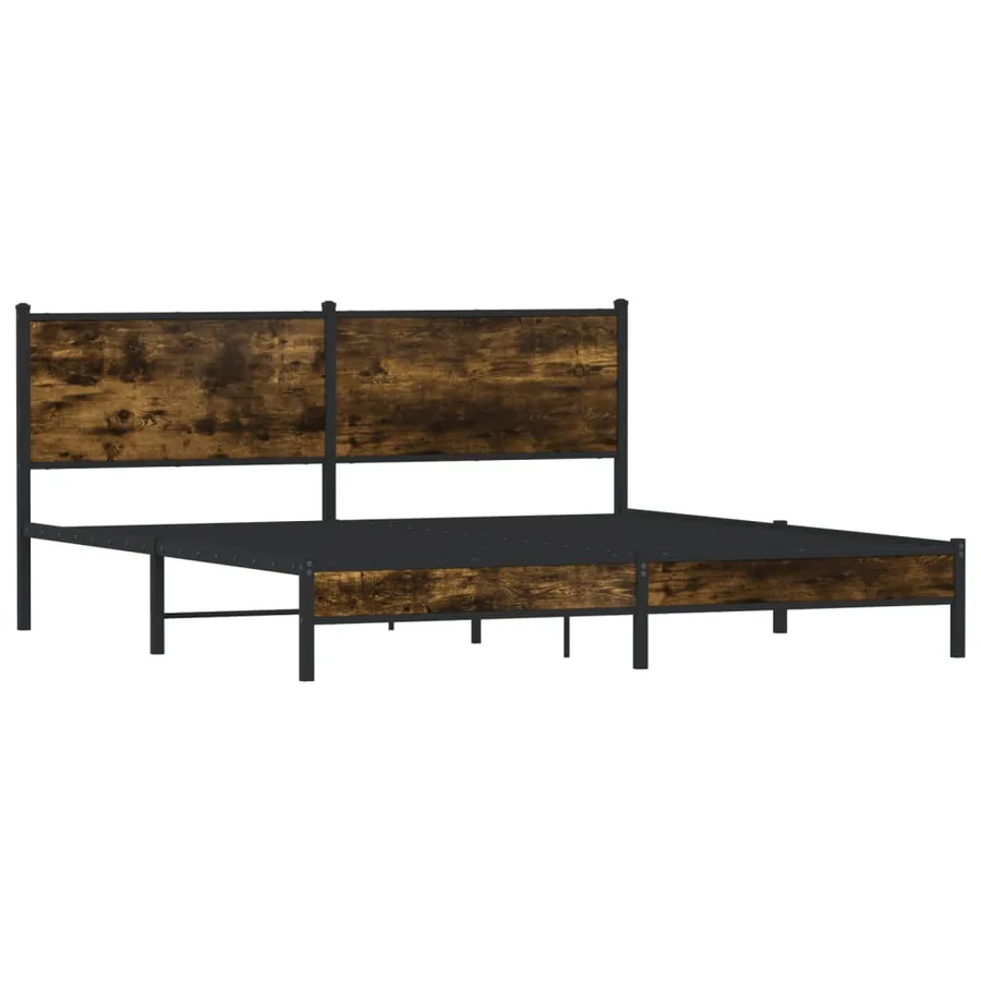 Cadre de lit en métal sans matelas chêne fumé 160x200 cm - 3