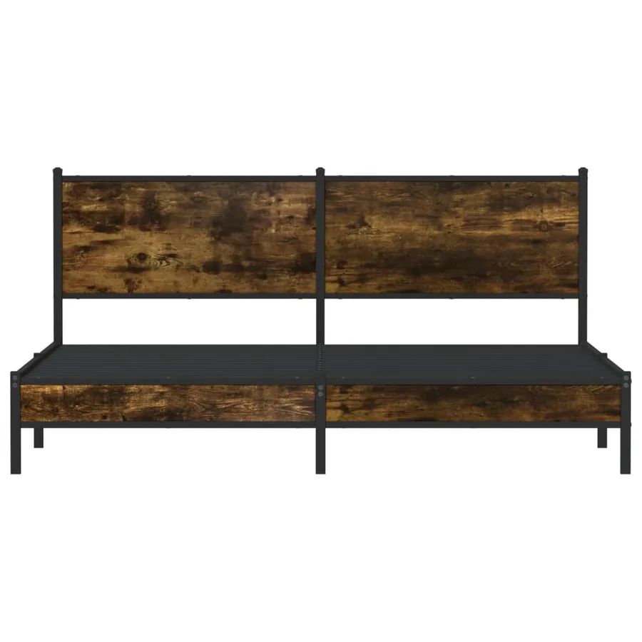 Cadre de lit en métal sans matelas chêne fumé 160x200 cm - 5