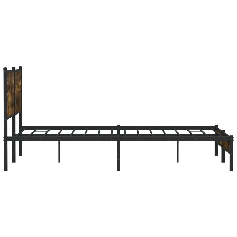 Cadre de lit en métal sans matelas chêne fumé 160x200 cm - 6