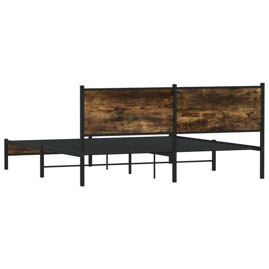Cadre de lit en métal sans matelas chêne fumé 160x200 cm - 7