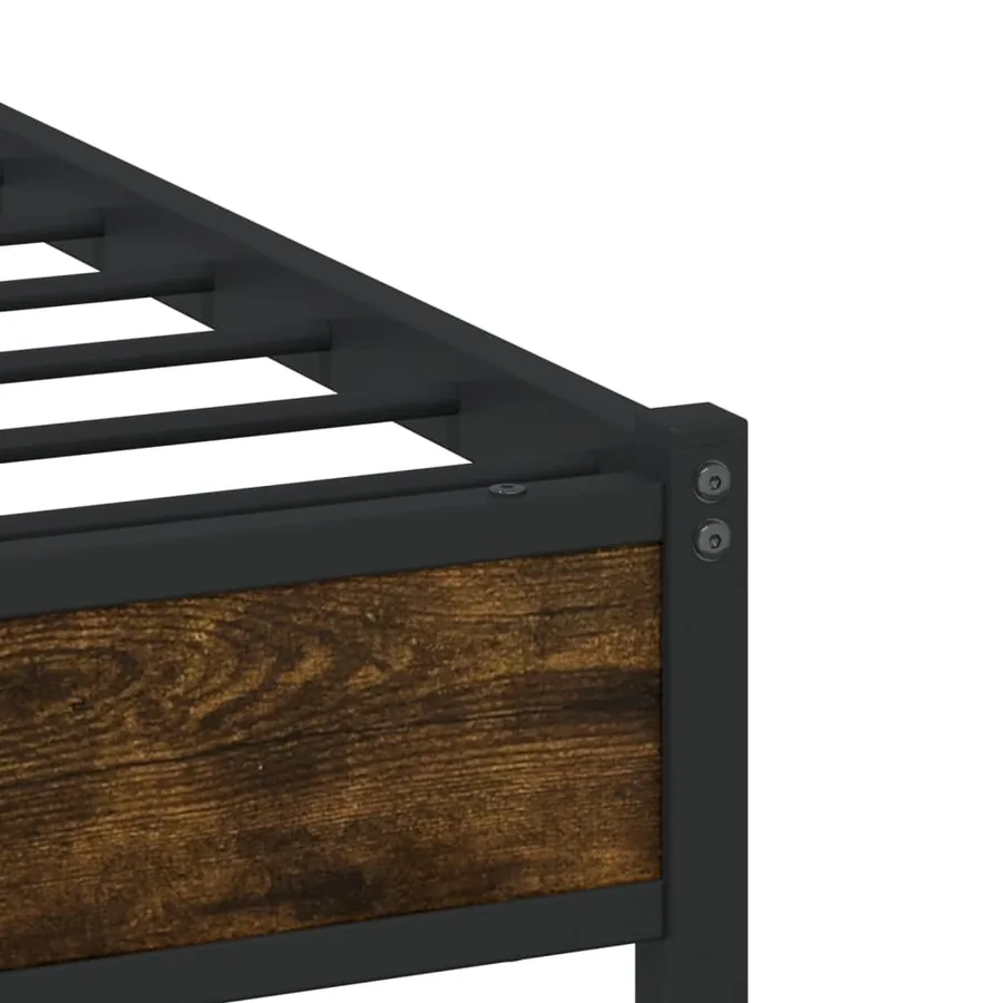 Cadre de lit en métal sans matelas chêne fumé 160x200 cm - 8
