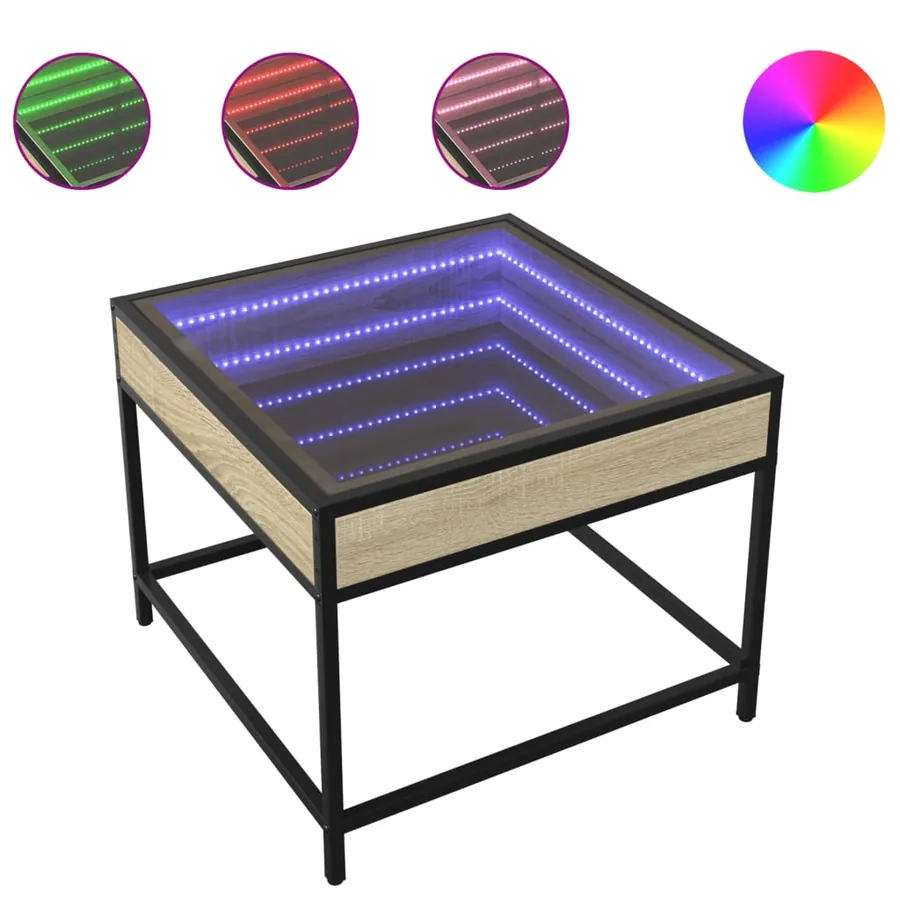 Table basse avec LED infini chêne sonoma 50x50x41 cm - 2