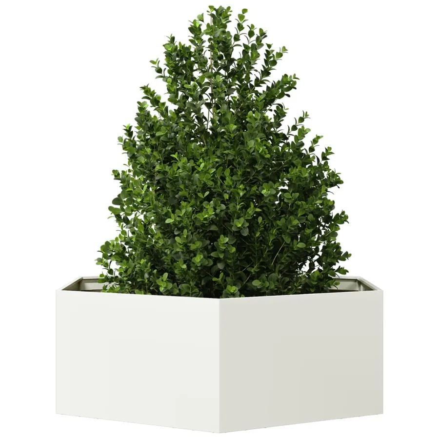 Jardinière blanc hexagone 138x120x45 cm acier - 3