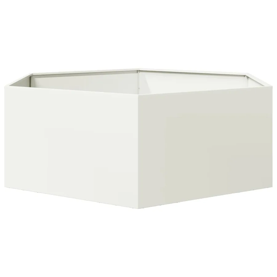 Jardinière blanc hexagone 138x120x45 cm acier - 4
