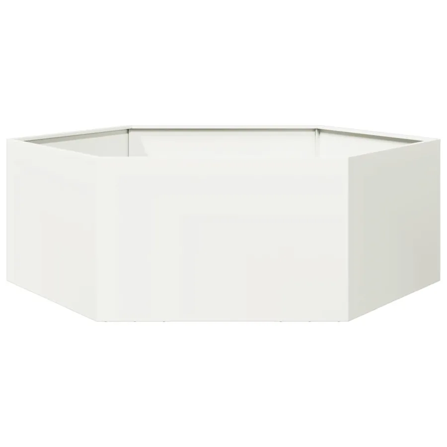 Jardinière blanc hexagone 138x120x45 cm acier - 6