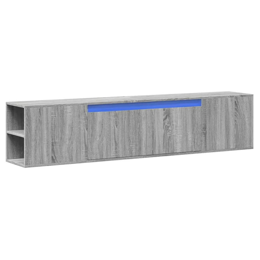 Meuble TV mural avec LED sonoma gris 180x31x39,5 cm - 3