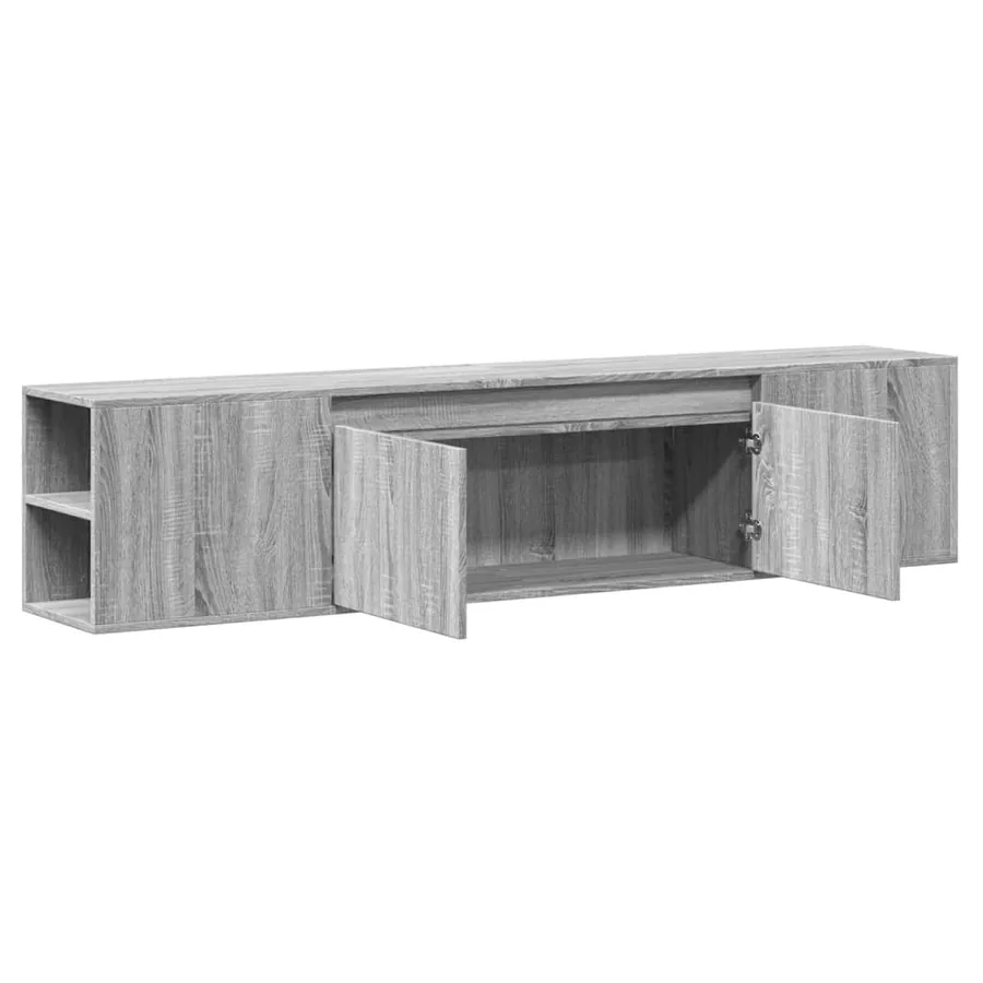 Meuble TV mural avec LED sonoma gris 180x31x39,5 cm - 9