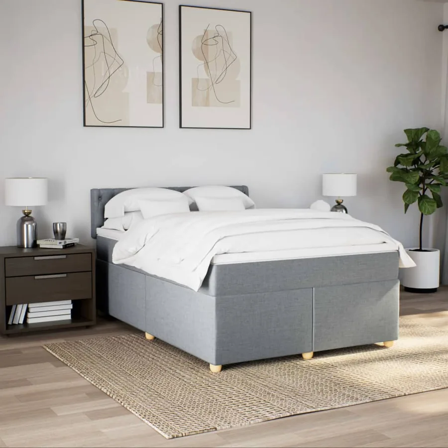 Sommier à lattes de lit avec matelas Gris clair 140x200cm Tissu - 4