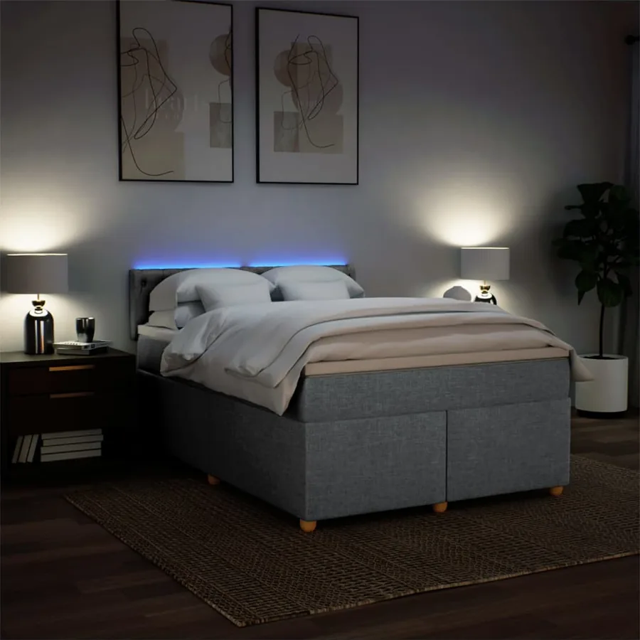 Sommier à lattes de lit avec matelas Gris clair 140x200cm Tissu - 5