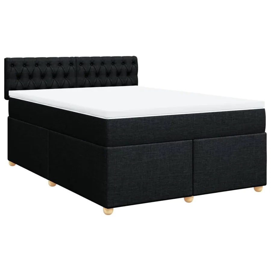 Sommier à lattes de lit avec matelas Noir 140x200 cm Tissu - 3