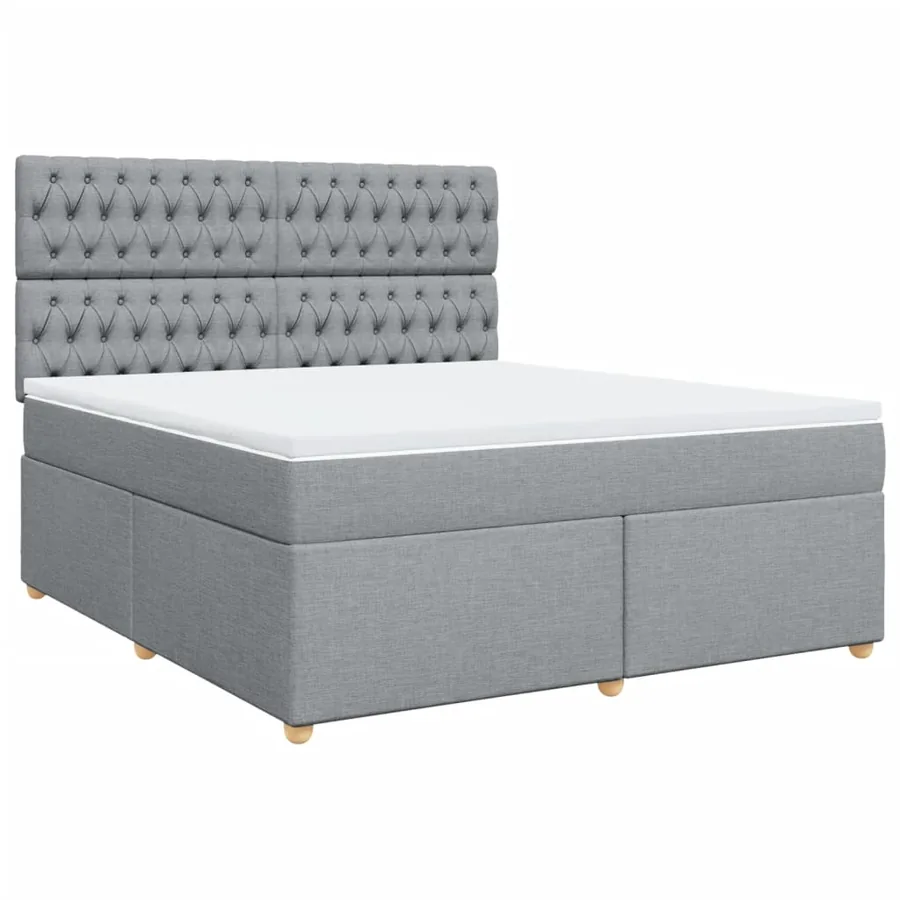 Sommier à lattes de lit avec matelas Gris clair 180x200cm Tissu - 3