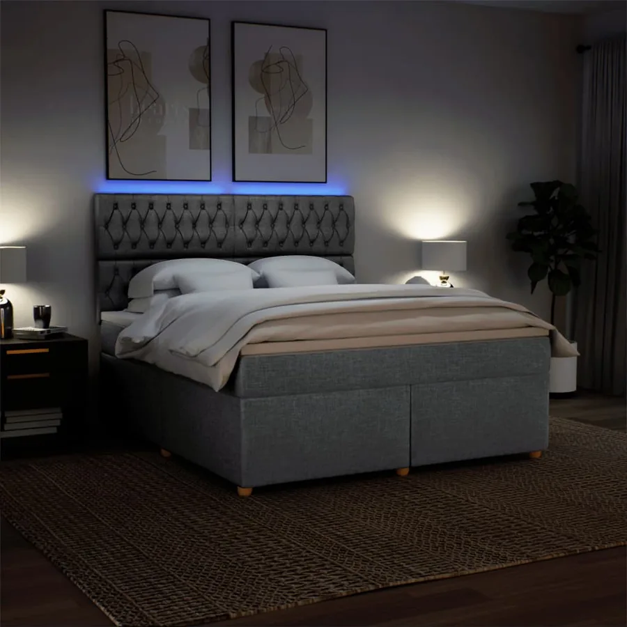 Sommier à lattes de lit avec matelas Gris clair 180x200cm Tissu - 5