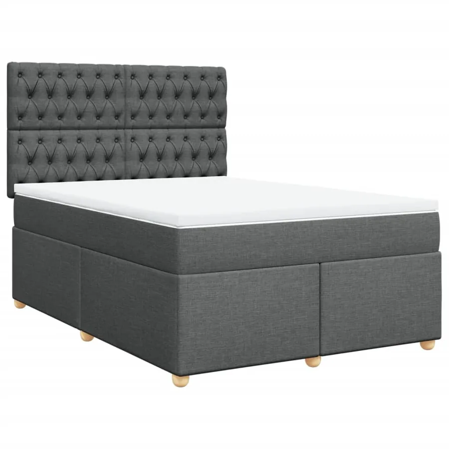 Sommier à lattes de lit avec matelas Gris foncé 160x200cm Tissu - 2