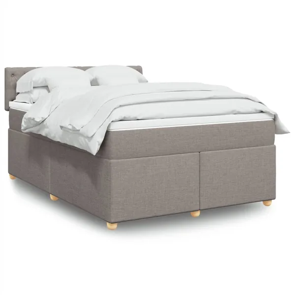 Sommier à lattes de lit avec matelas Taupe 140x190 cm Tissu