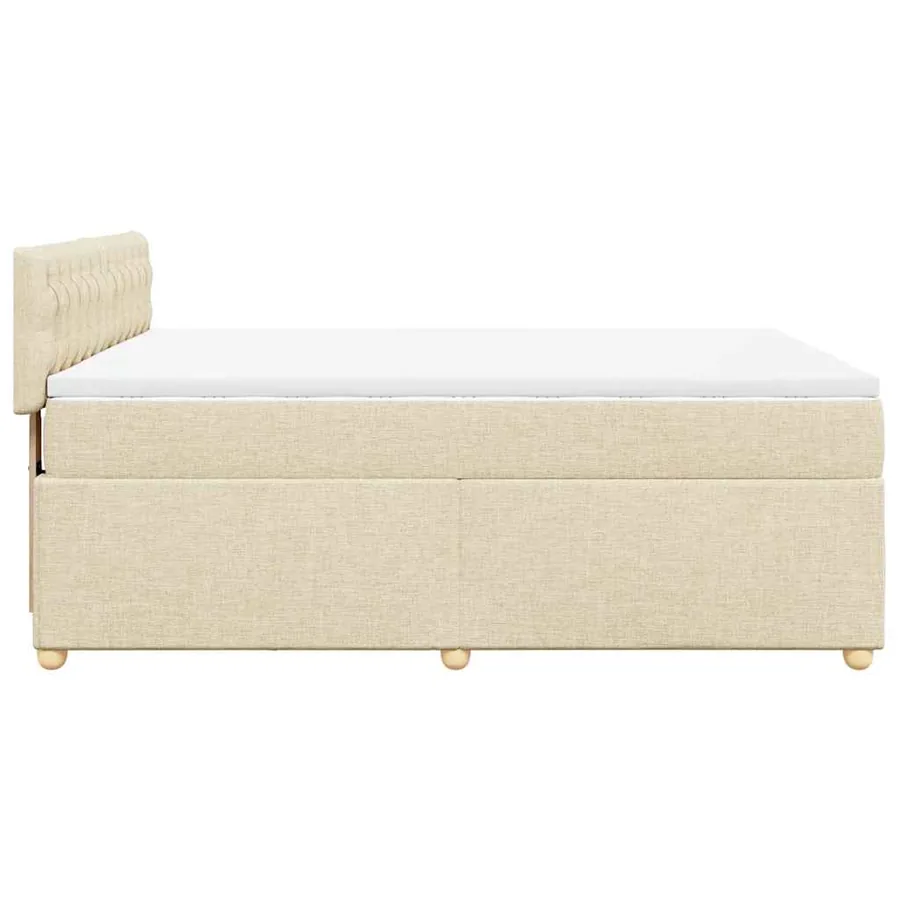 Sommier à lattes de lit avec matelas Crème 140x190 cm Tissu - 7