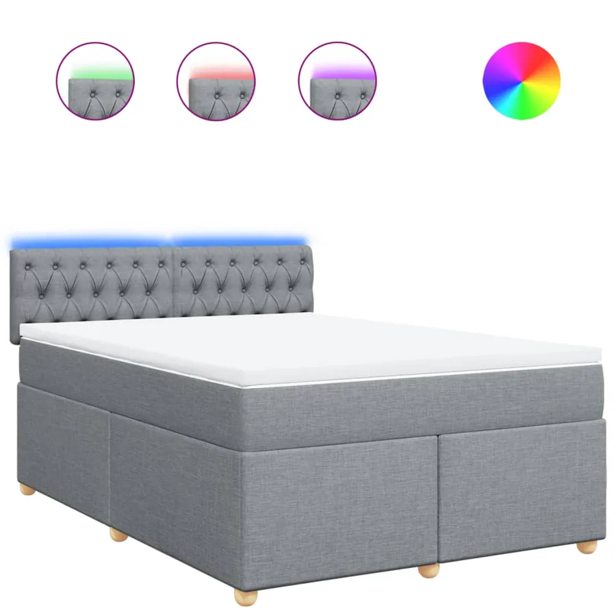 Sommier à lattes de lit avec matelas Gris clair 160x200cm Tissu - 2