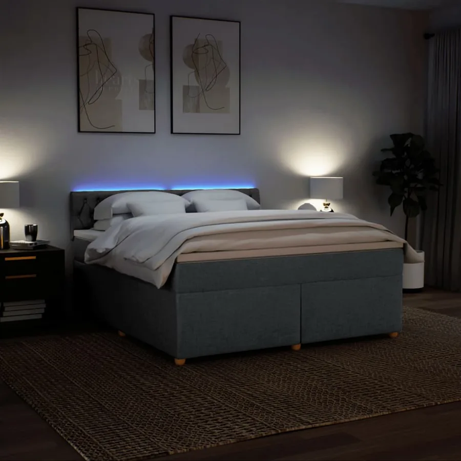 Sommier à lattes de lit avec matelas Gris foncé 180x200cm Tissu - 5