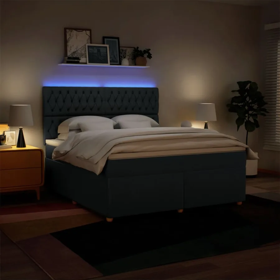 Sommier à lattes de lit avec matelas Bleu 180x200 cm Tissu - 5