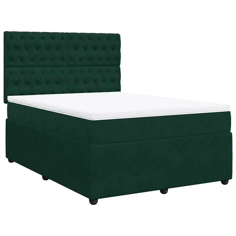 Sommier à lattes de lit et matelas Vert foncé 140x190cm Velours - 3