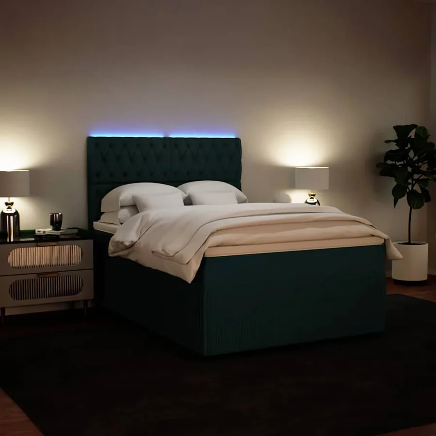 Sommier à lattes de lit et matelas Vert foncé 140x190cm Velours - 5