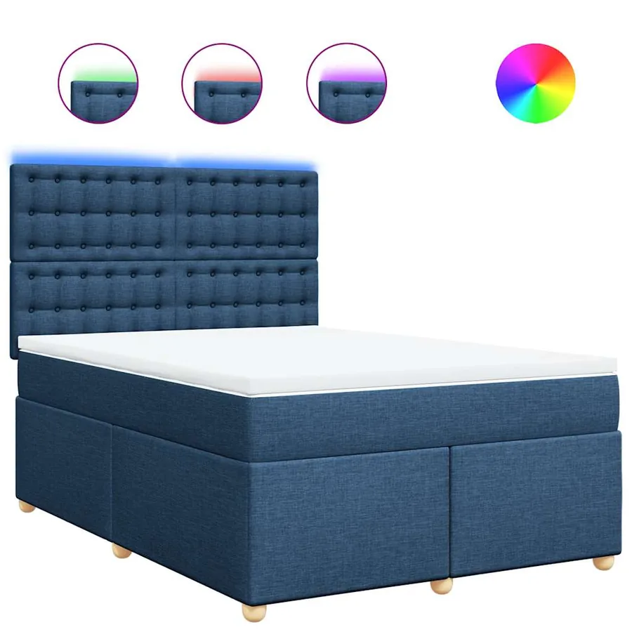 Sommier à lattes de lit avec matelas Bleu 140x190 cm Tissu - 2