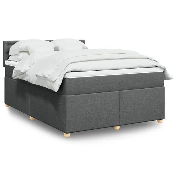 Sommier à lattes de lit avec matelas Gris foncé 140x190cm Tissu