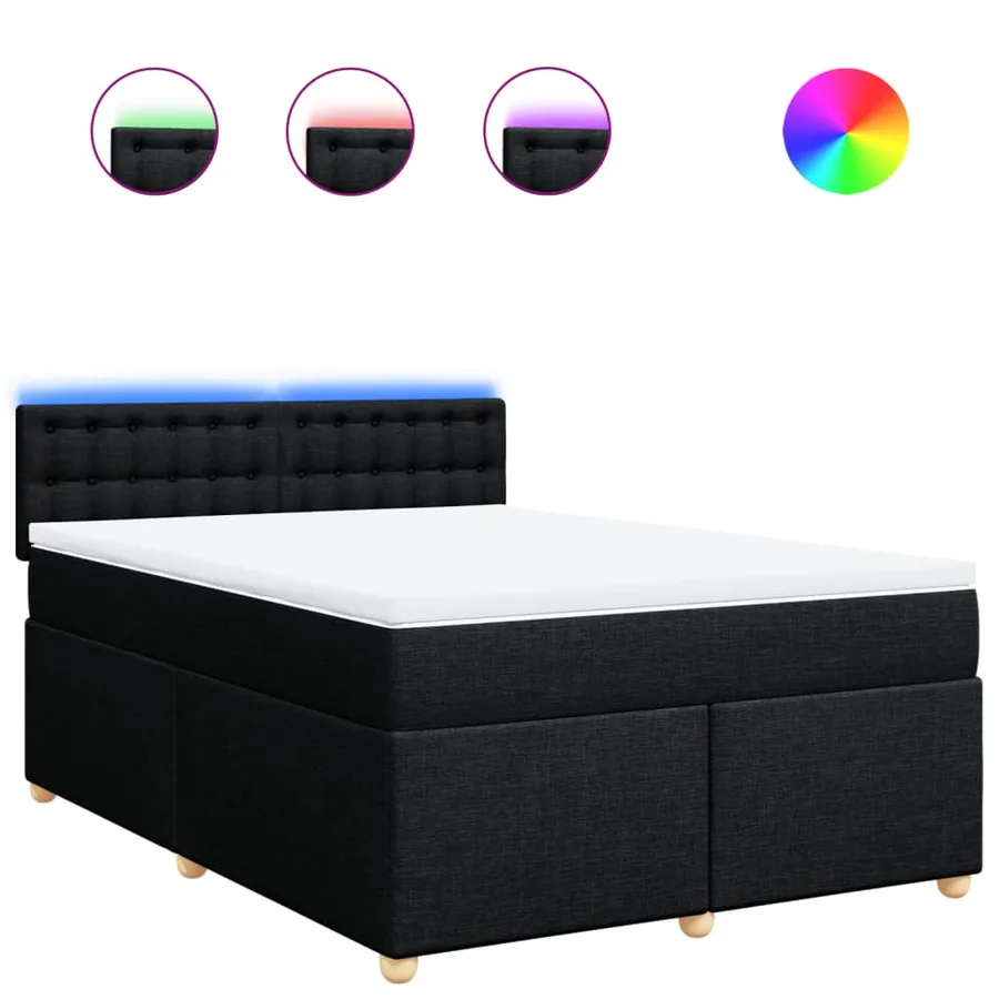 Sommier à lattes de lit avec matelas Noir 140x190 cm Tissu - 2