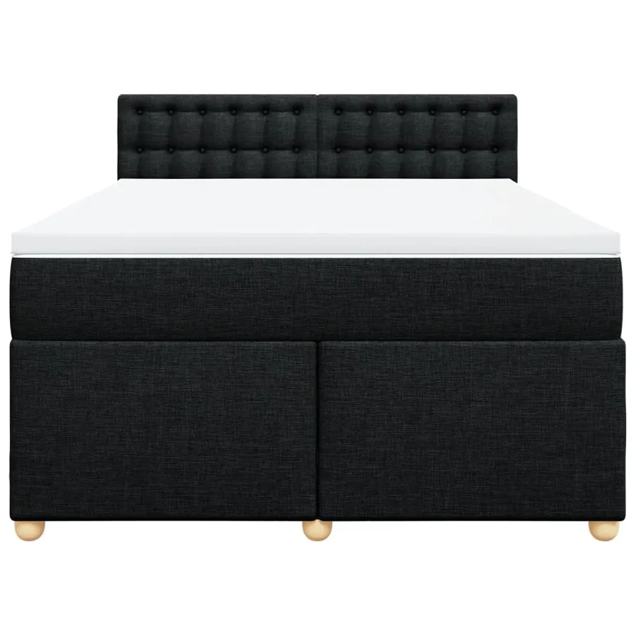 Sommier à lattes de lit avec matelas Noir 140x190 cm Tissu - 6