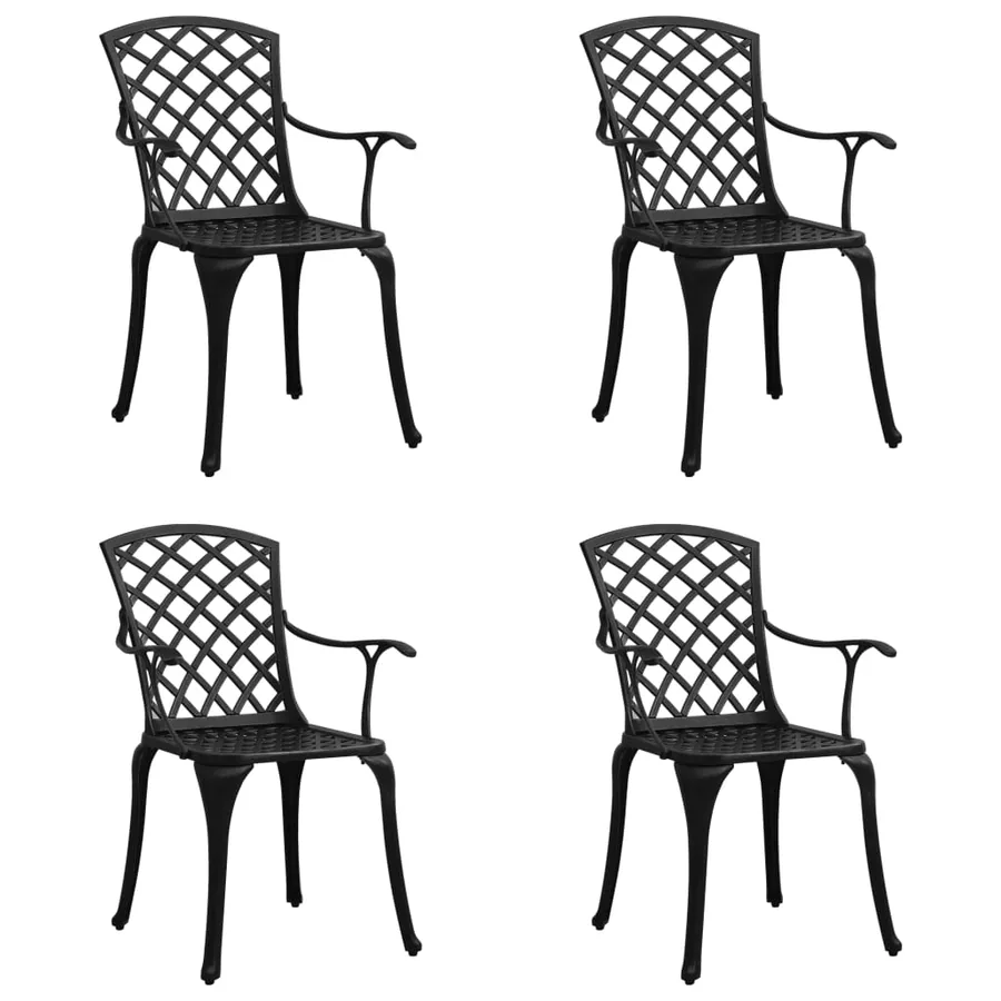 Garden Chairs Set of 4 Cast Aluminium Black