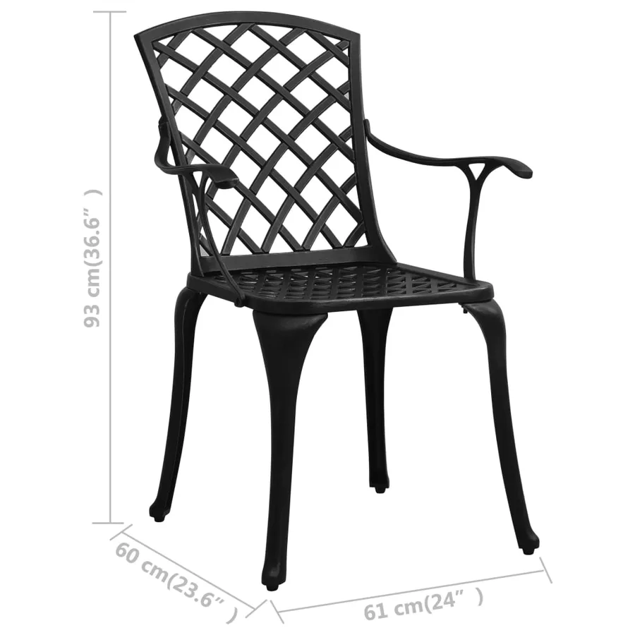 Chaises de jardin lot de 4 Aluminium coulé Noir - 8