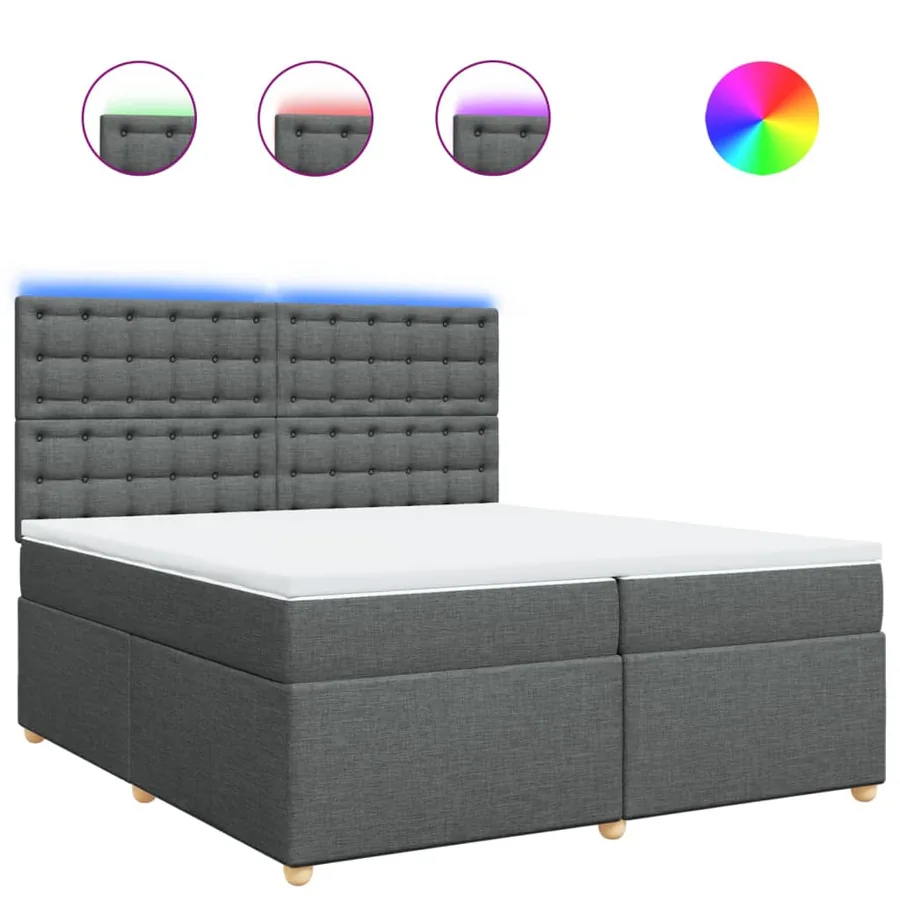Sommier à lattes de lit avec matelas Gris foncé 200x200cm Tissu - 2